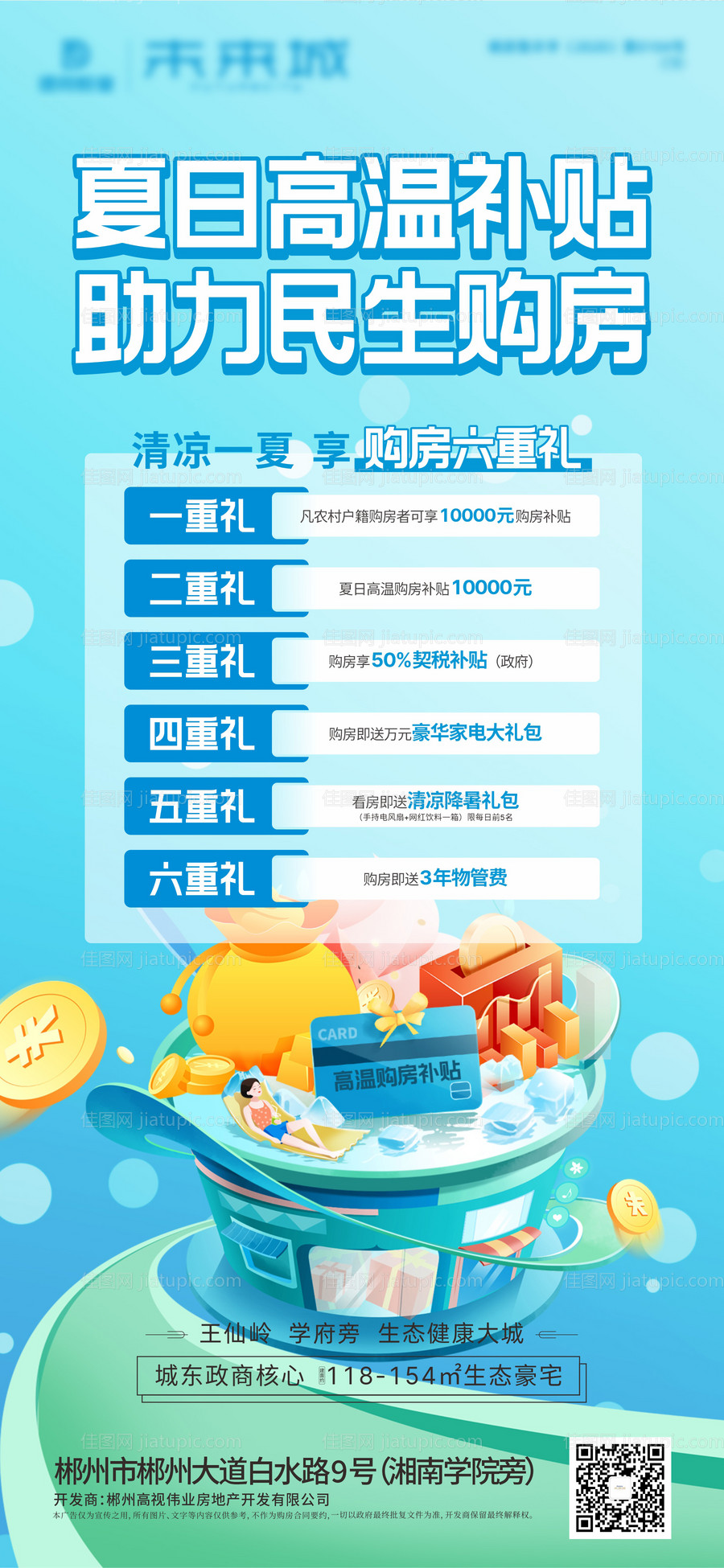 高温补贴购房好礼海报-源文件