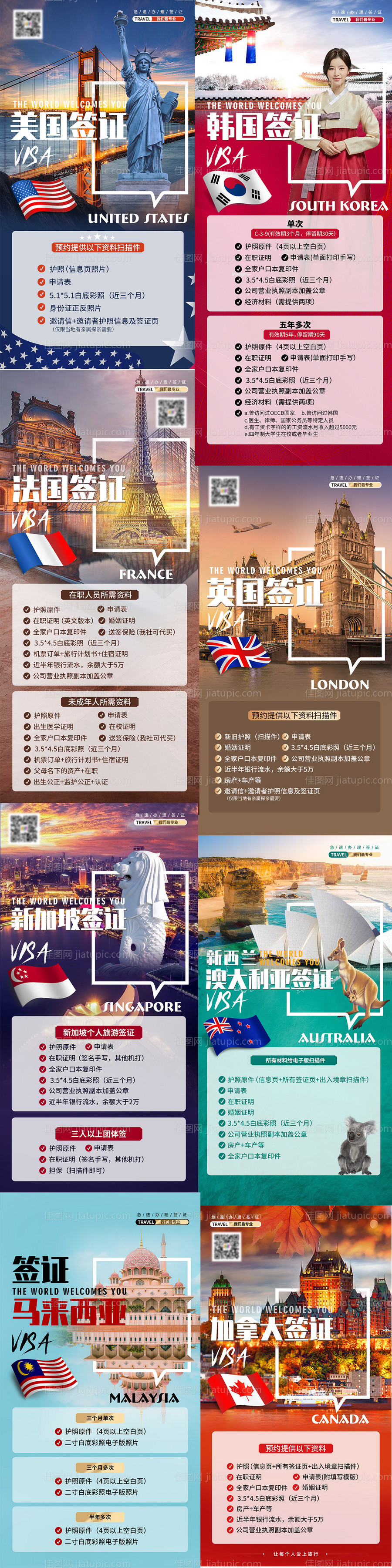 世界各国签证办理合集-源文件