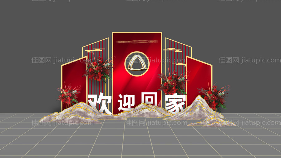 地产交付活动中式造型美陈-源文件