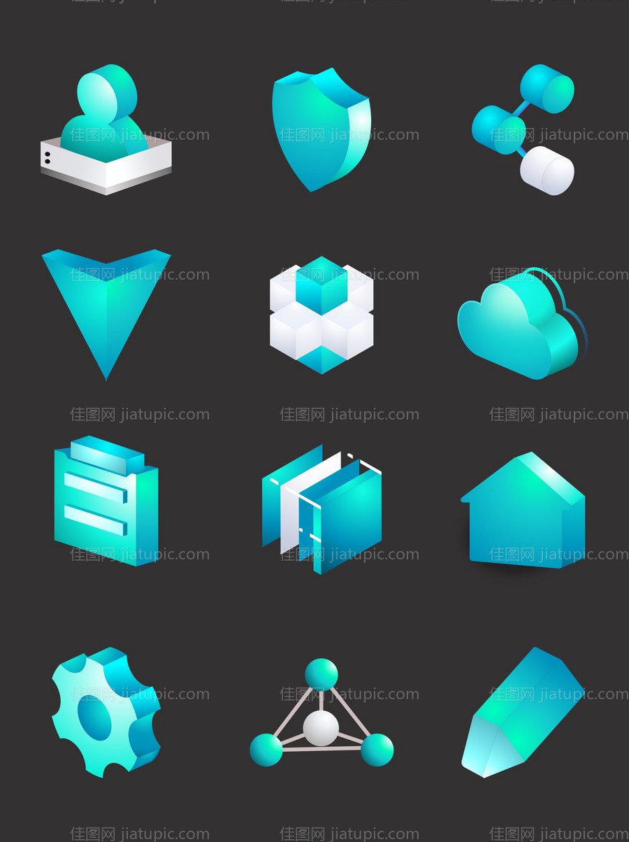 玻璃感可视化3D立体矢量UI图标-源文件