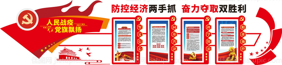 防控经济两手抓党建文化墙-源文件