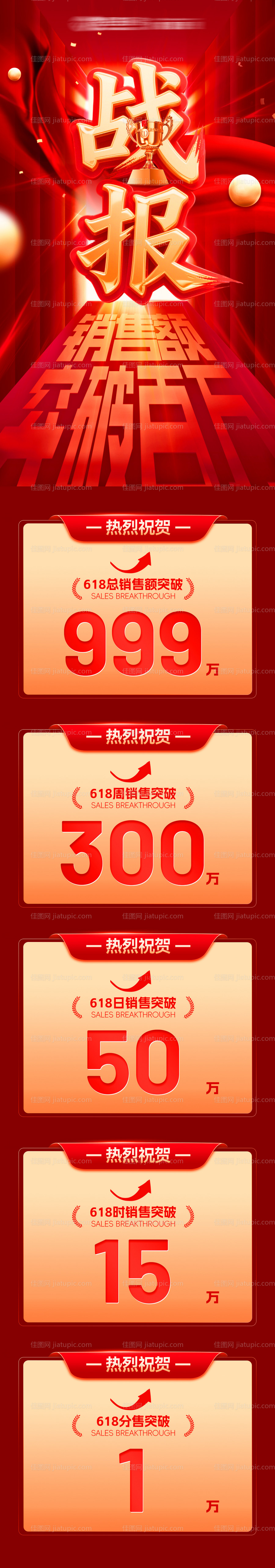 战报喜报捷报销售额数据榜单热销海报-源文件