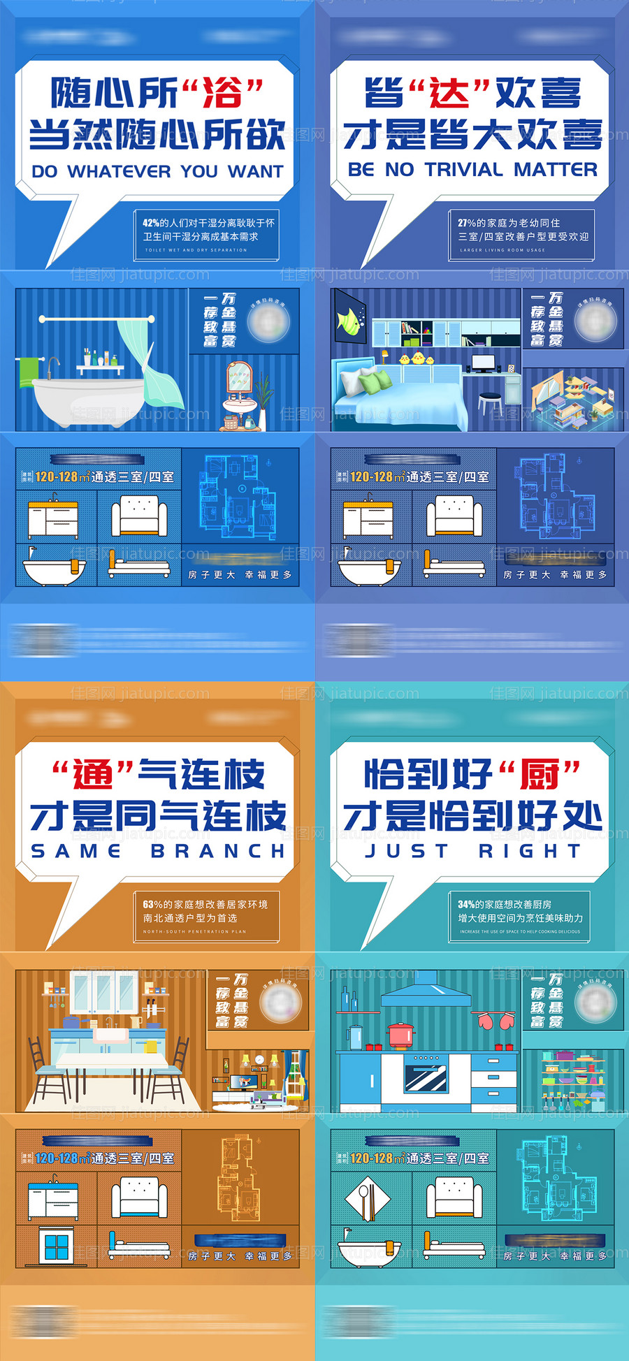 地产户型价值点插画系列海报-源文件