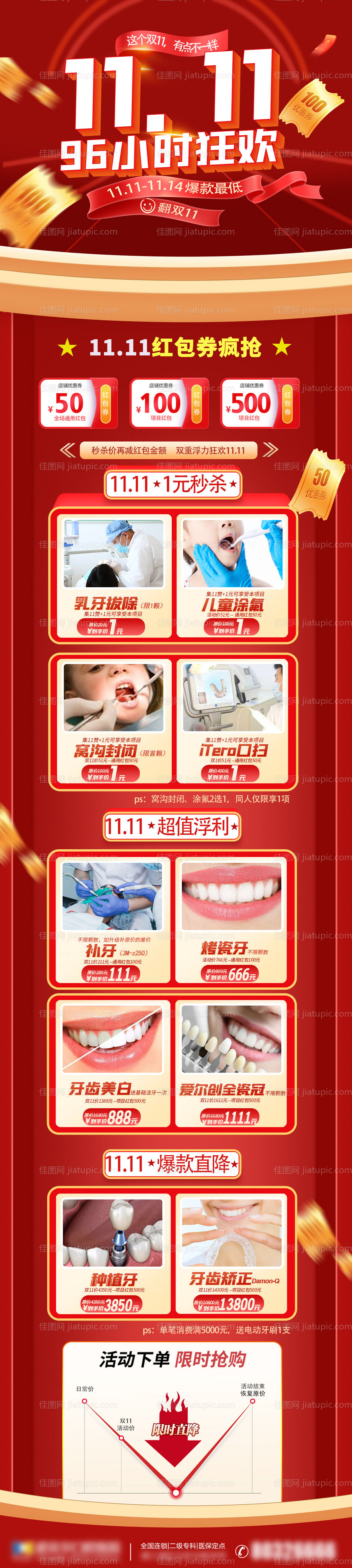 活动朋友圈双十一11促销口腔种植-源文件