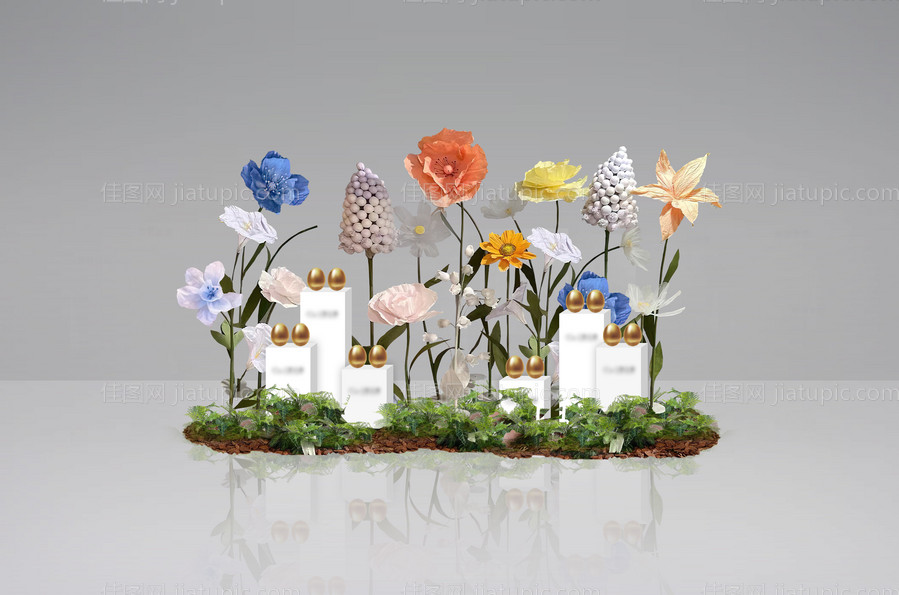 纸艺花金蛋台美陈-源文件