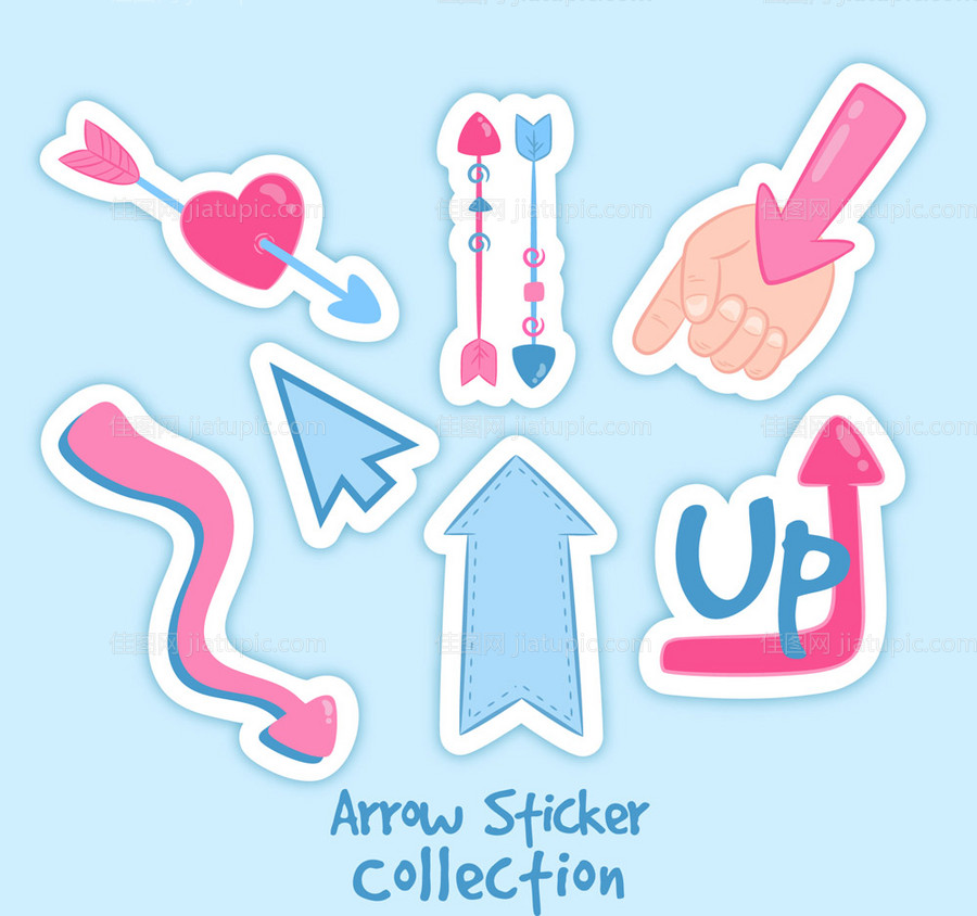 卡通箭头手举牌-源文件