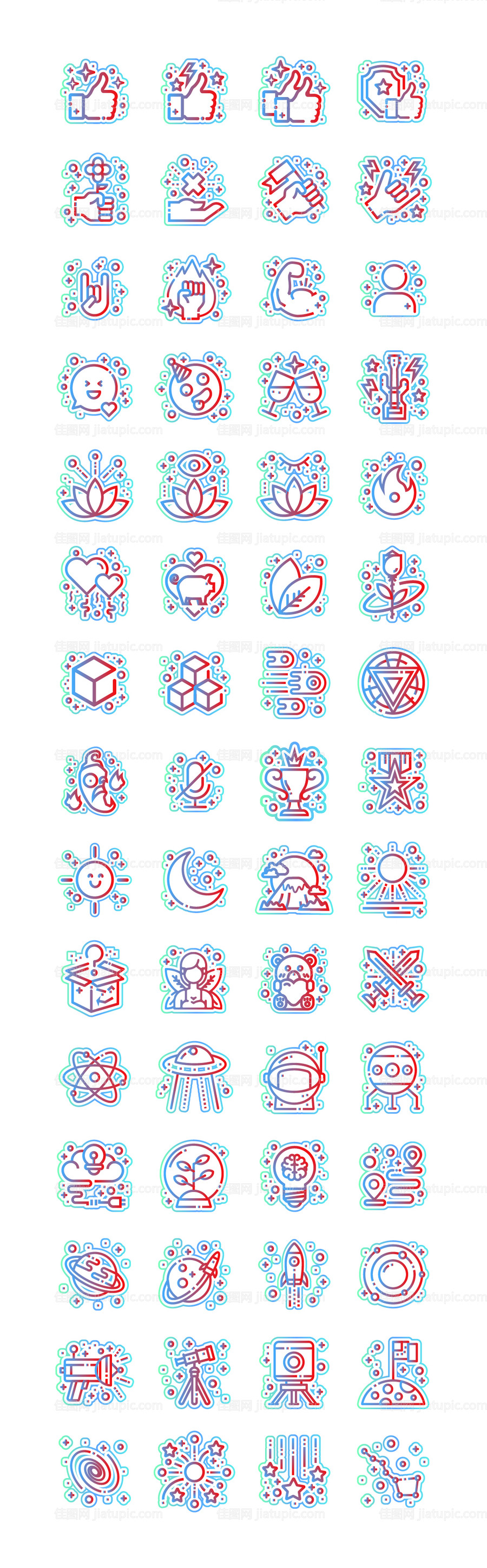 个性潮流线性面性图标icon贴纸-源文件