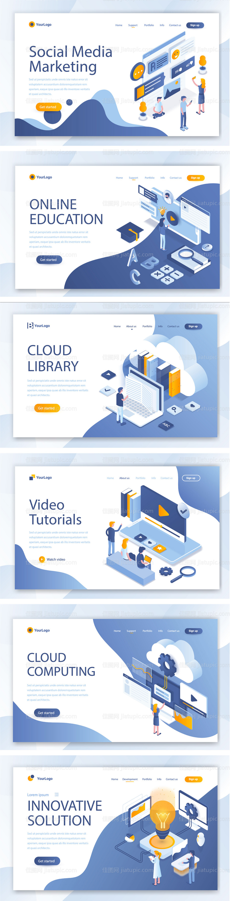 互联网2.5d扁平化矢量场景网页设计-源文件