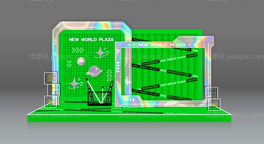 美陈潮玩科技活动留影互动打卡拍照背景-源文件