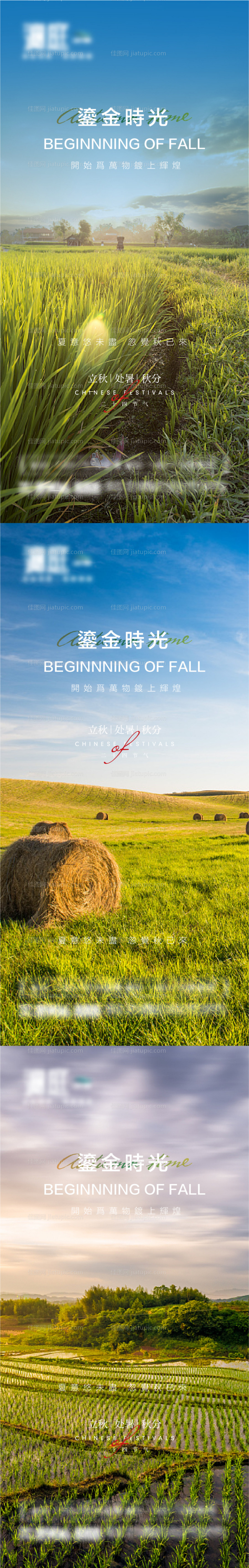 立秋处暑秋分节气海报-源文件