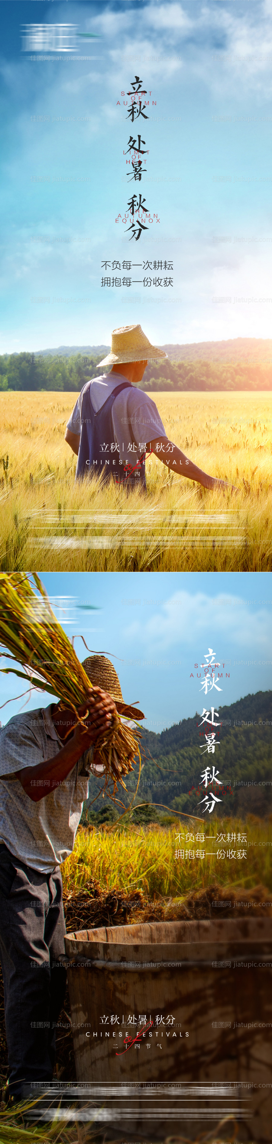 立秋处暑秋分节气刷屏海报-源文件