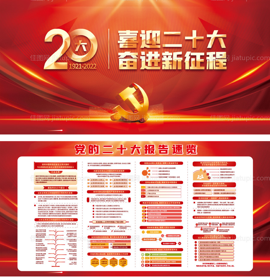 二十大党建报告海报展板-源文件