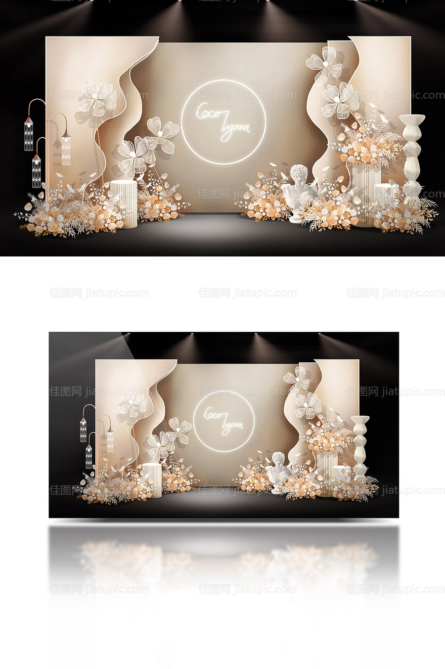 情人节现代婚礼迎宾区婚礼主舞台设计-源文件