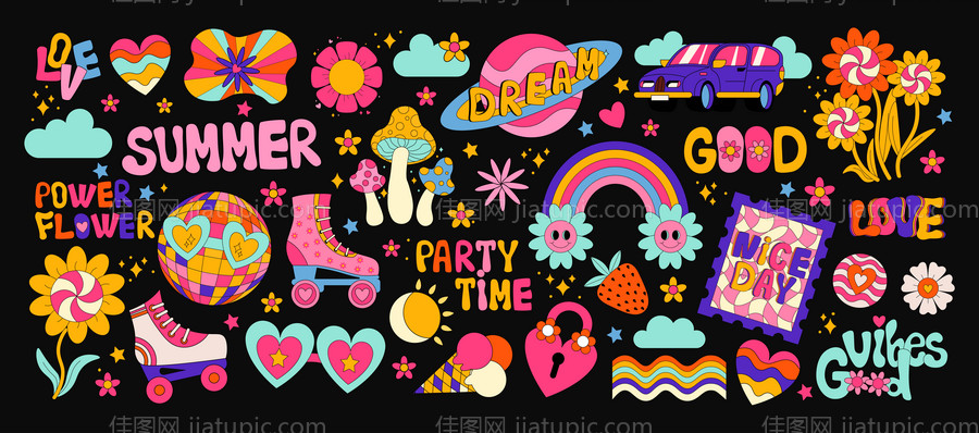 潮流多巴胺贴纸系列-源文件