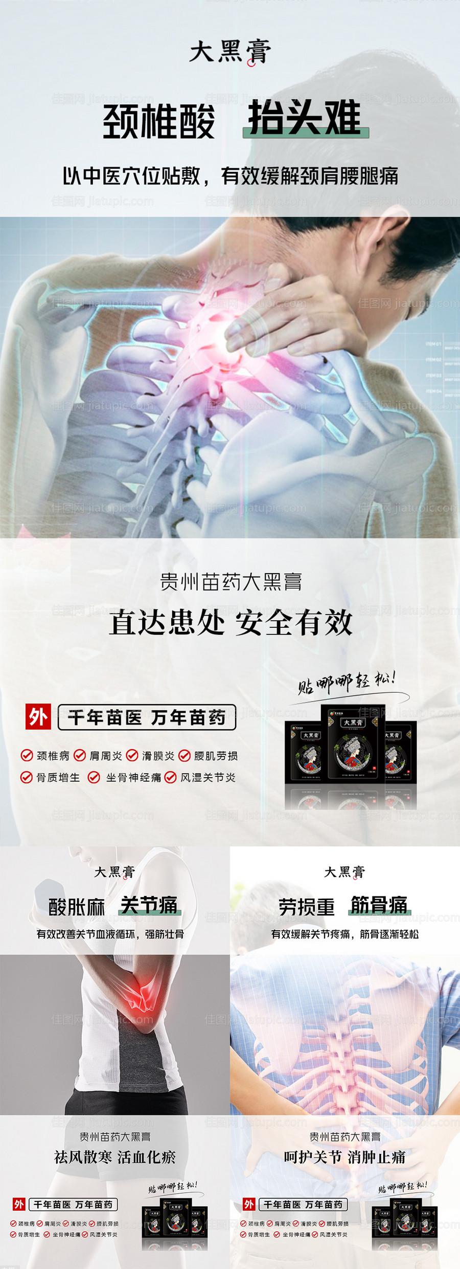 微商中医中药颈椎腰椎膏药系列海报-源文件