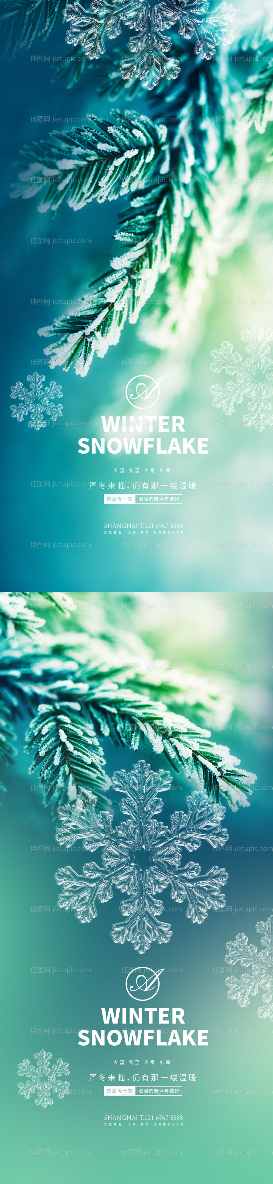 大雪冬至大寒小寒松花系列海报-源文件