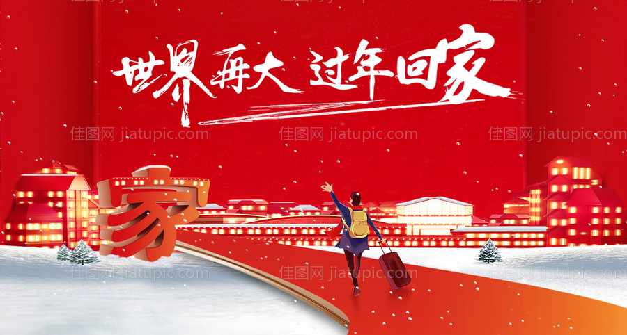 过年回家返乡置业展板-源文件