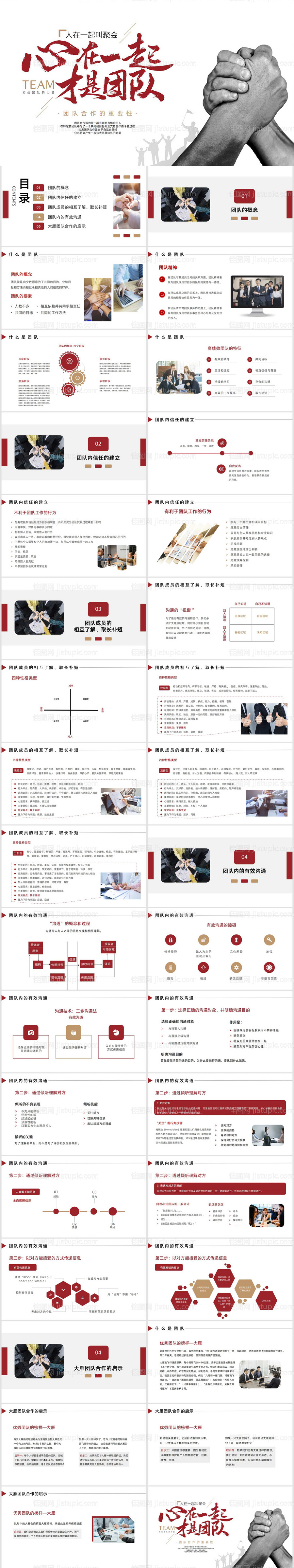红色商务风团队合作的重要性培训-源文件