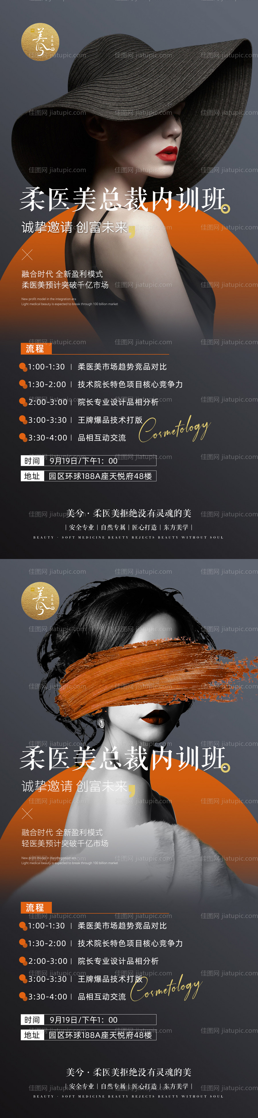 医美培训班招商流程活动系列海报-源文件