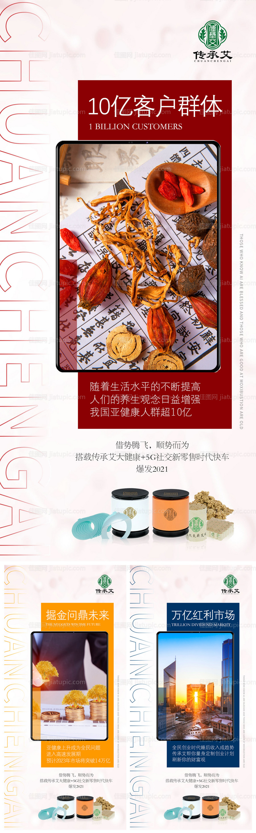 中医艾灸微商创意产品海报-源文件