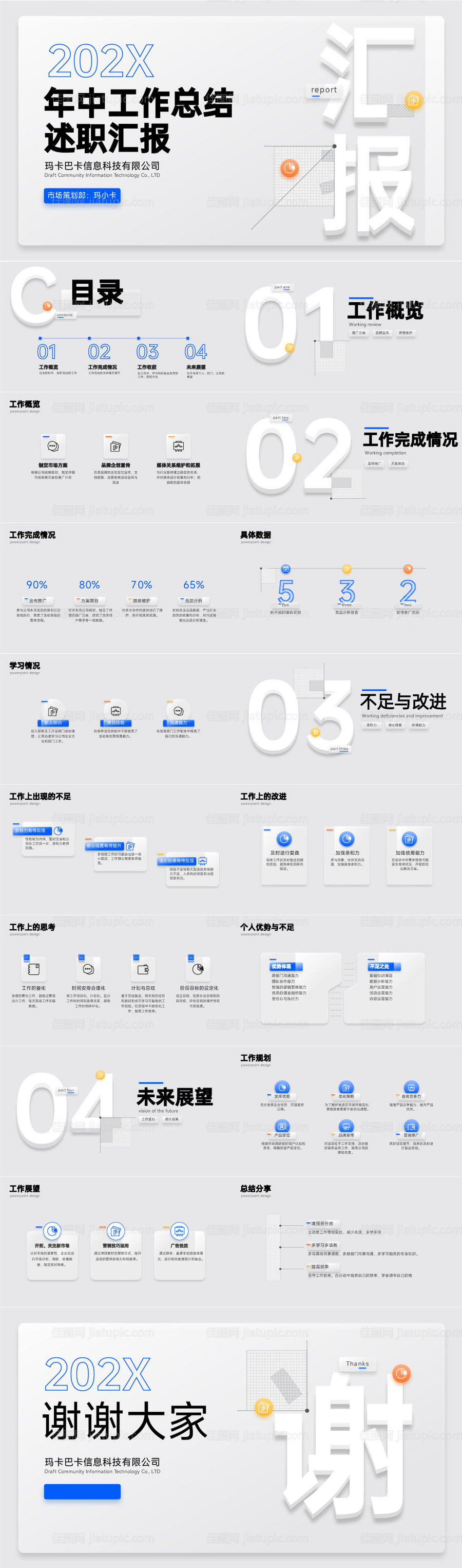 企业年中总结工作汇报简约风PPT套装-源文件