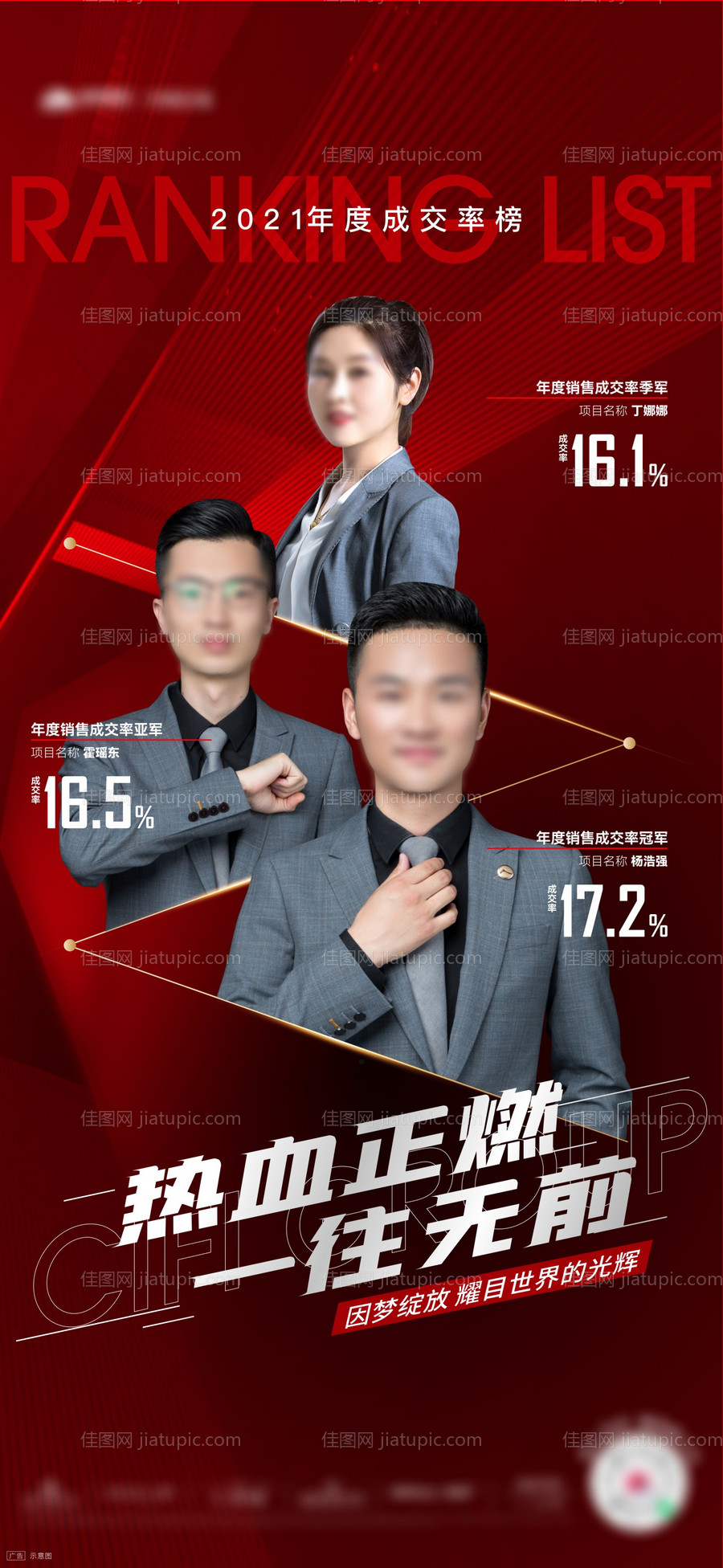 年度成交率销冠红金海报-源文件