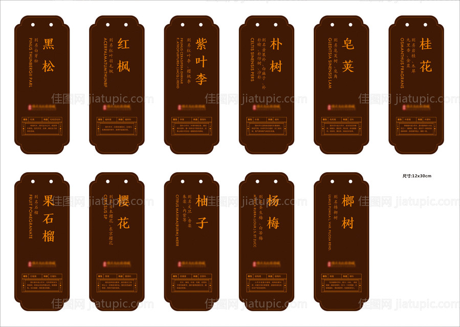 异形深棕色树牌介绍标识牌-源文件