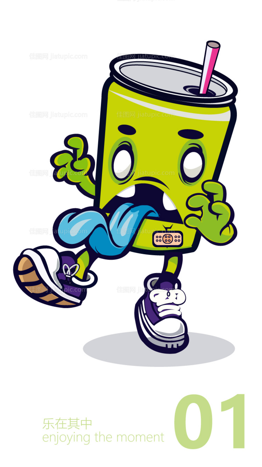 乐在其中易拉罐矢量插画动漫-源文件