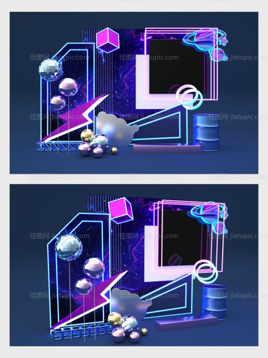 蓝色炫酷音乐节美陈设计-源文件