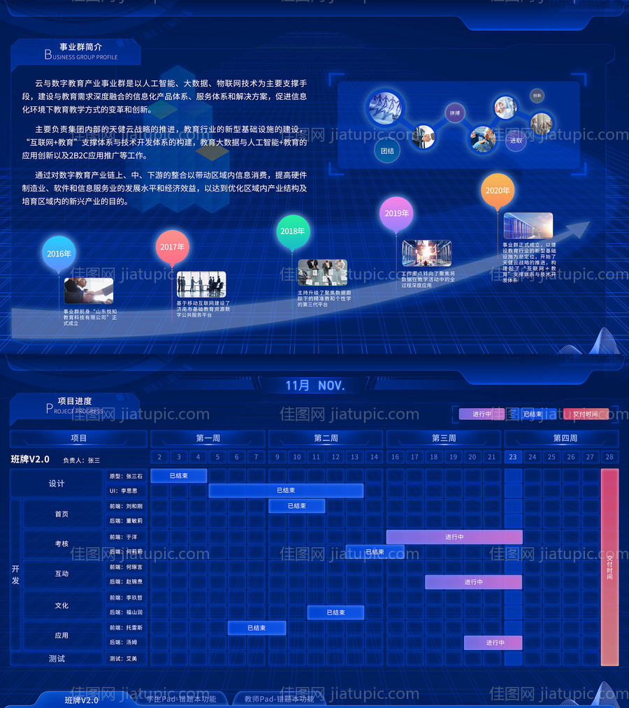 蓝色科技云朵气泡发散界面-源文件