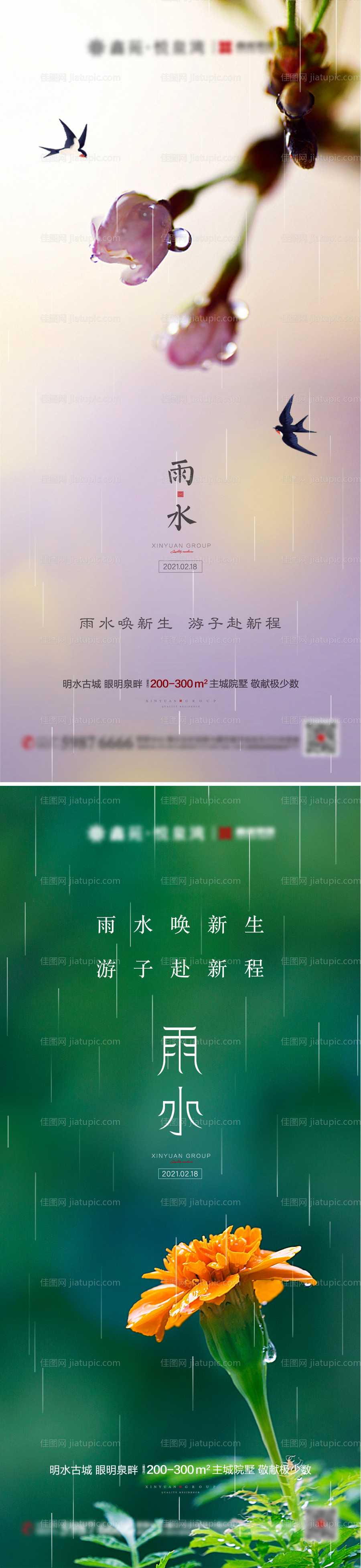 雨水节气刷屏海报-源文件