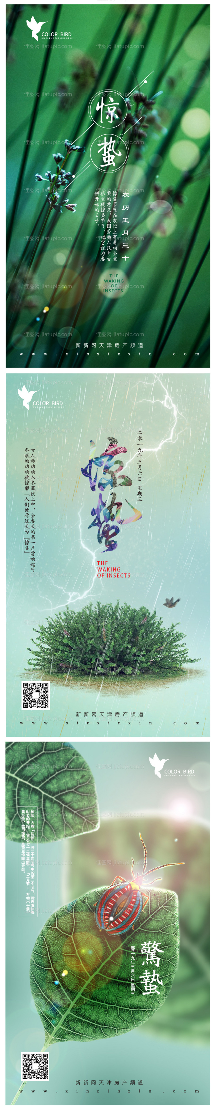 地产节气惊蛰微信创意海报-源文件