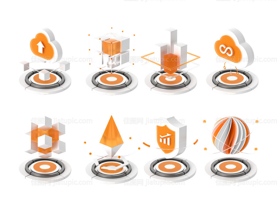 新拟态橙色3D图标-源文件