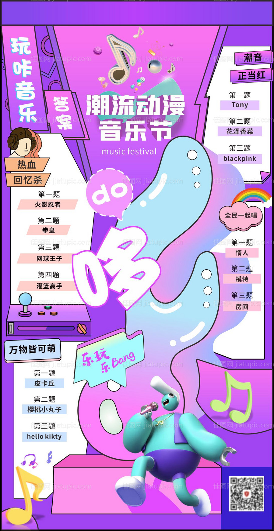 潮流动漫音乐节卡通创意海报-源文件