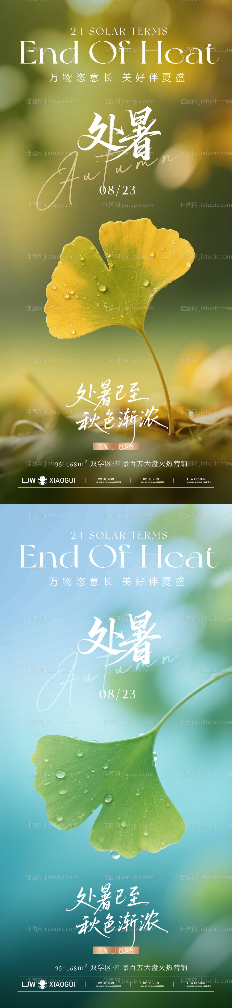 处暑银杏叶唯美节气海报-源文件