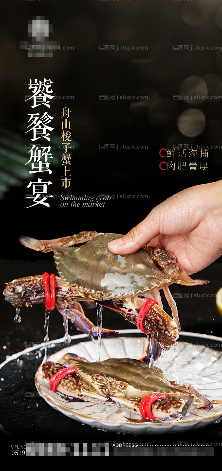 梭子蟹海鲜新品海报-源文件