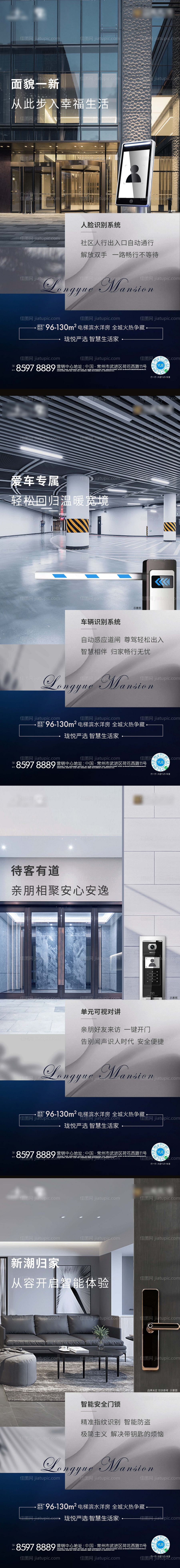 地产智能社区监控设备巡逻价值点海报-源文件