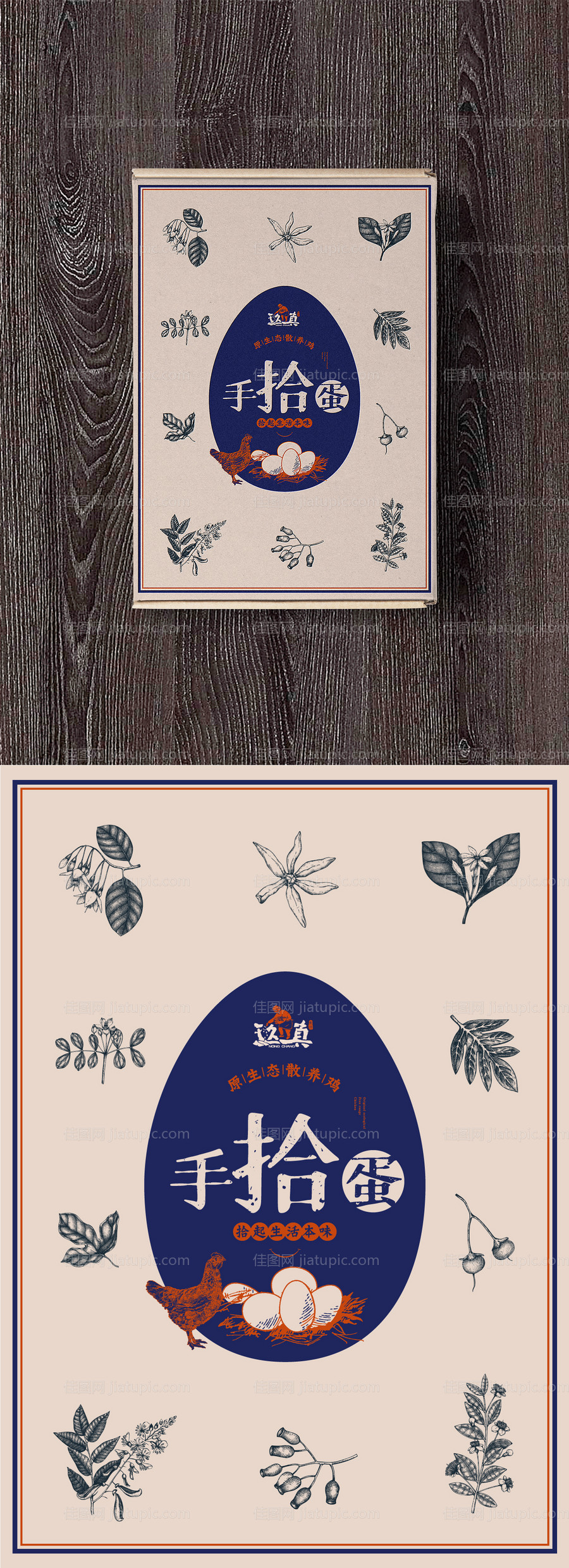 复古手绘鸡蛋包装-源文件