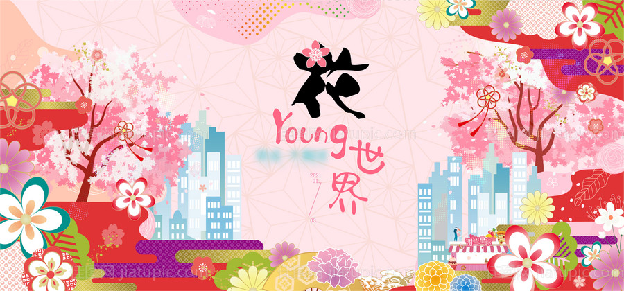 某商场花主题系列活动背景板-源文件