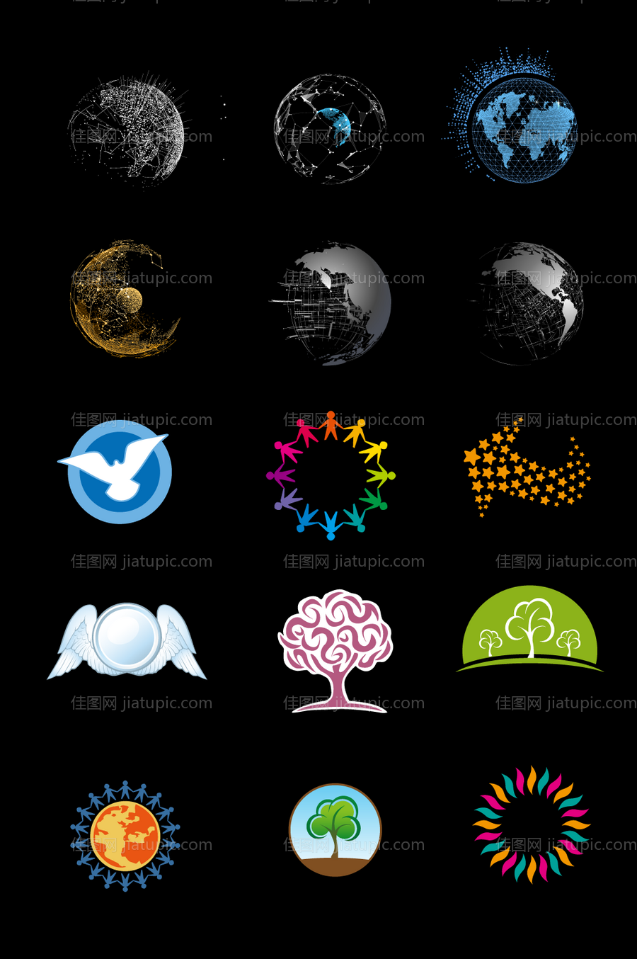 矢量地球icon图标-源文件