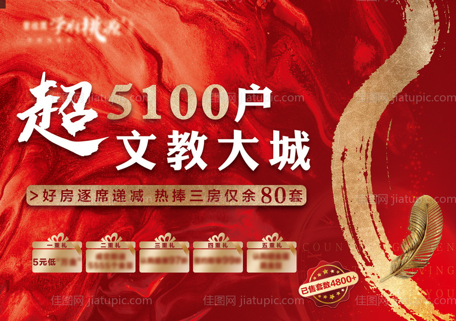 房地产红金海报-源文件