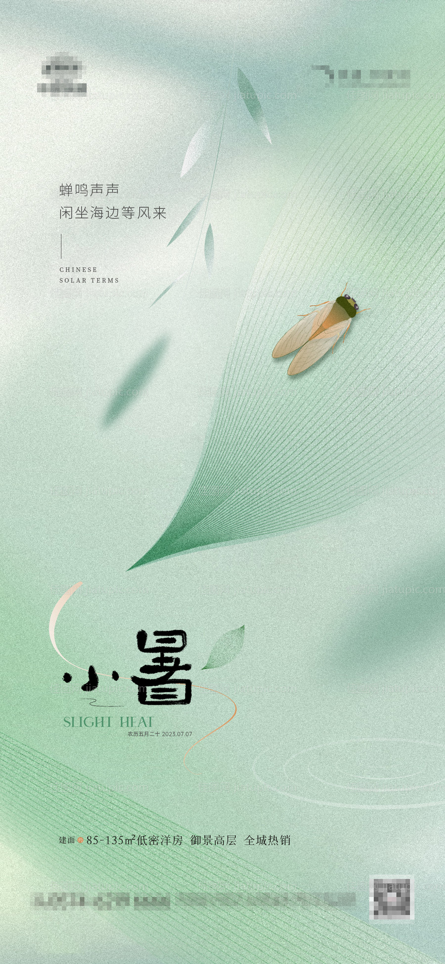 地产小暑叶子蝉鸣海报-源文件