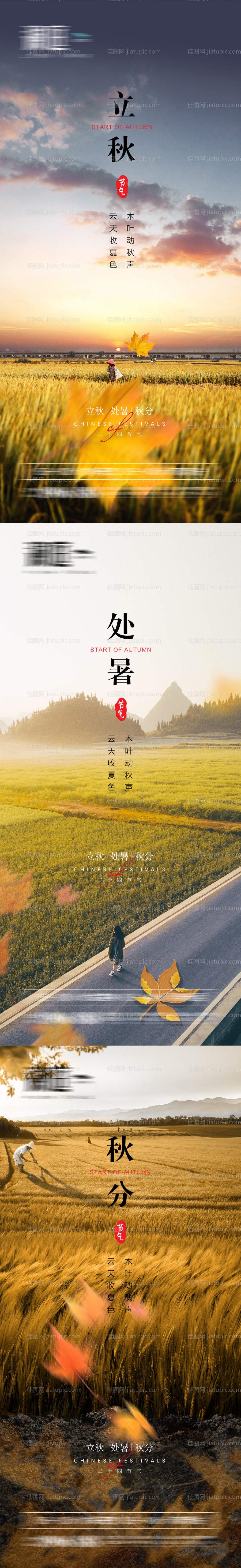 立秋处暑秋分节气海报-源文件