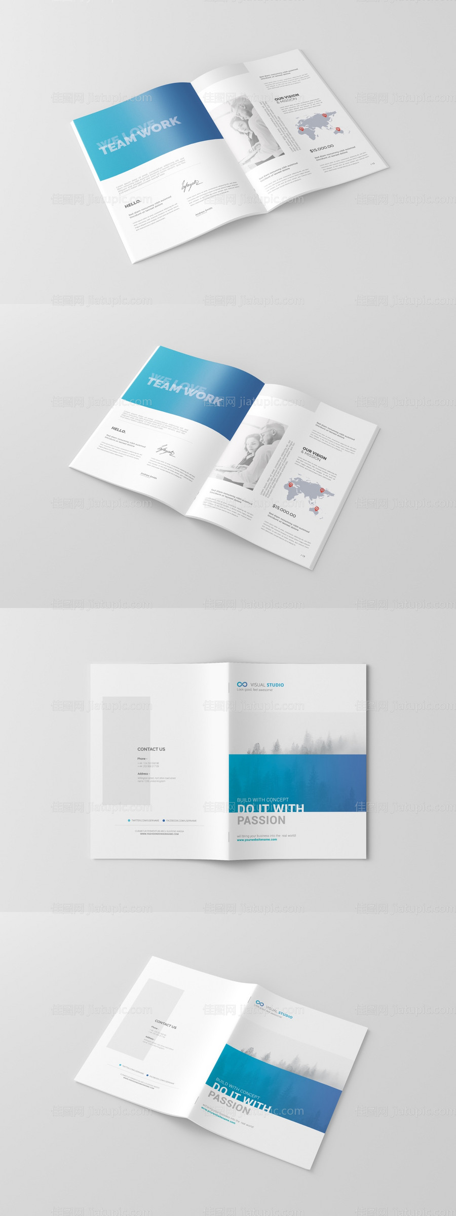 简洁画册贴图效果样机-源文件