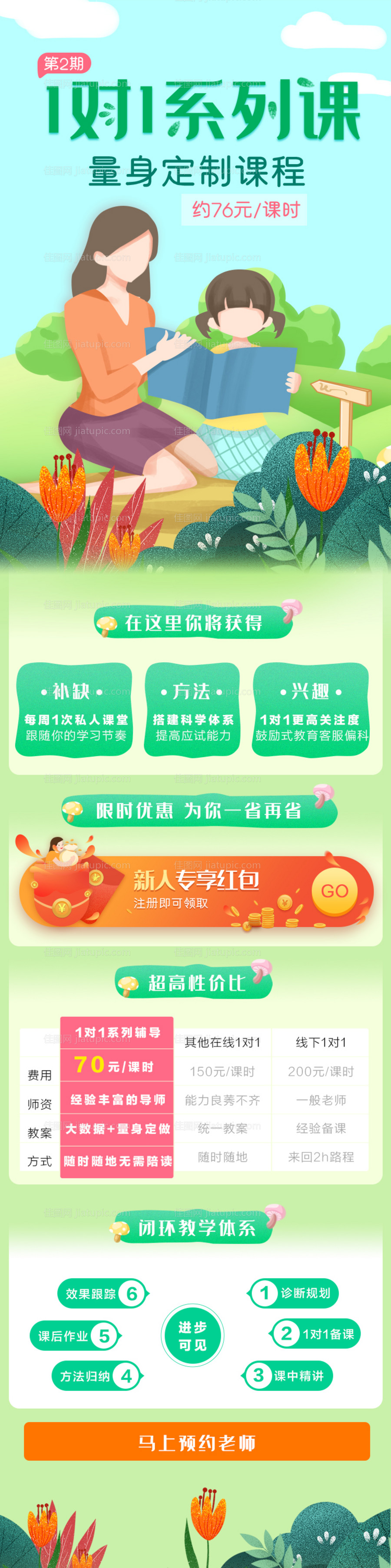 小清新插画暑期培训少儿培训长图-源文件