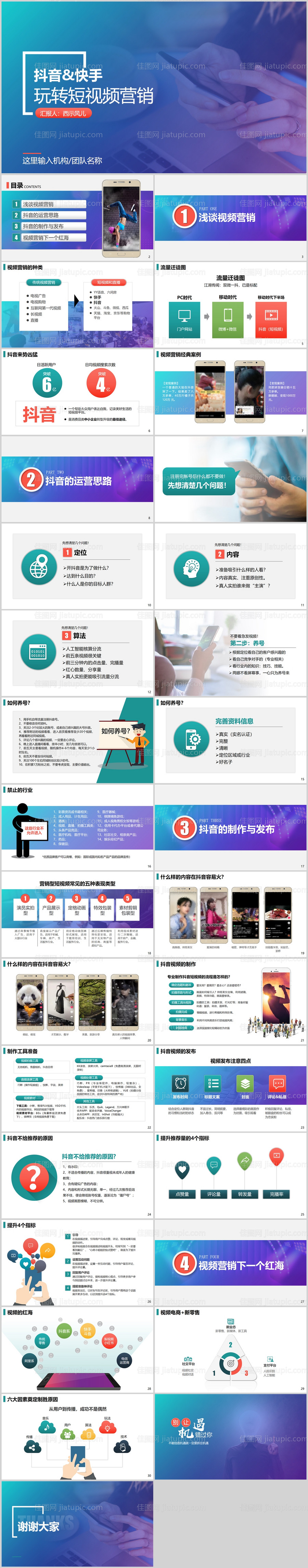 玩转短视频营销抖音快手账号PPT-源文件