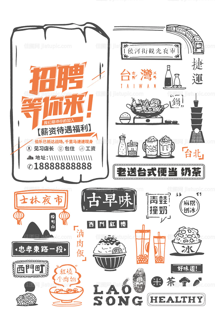 餐饮招聘海报台式-源文件