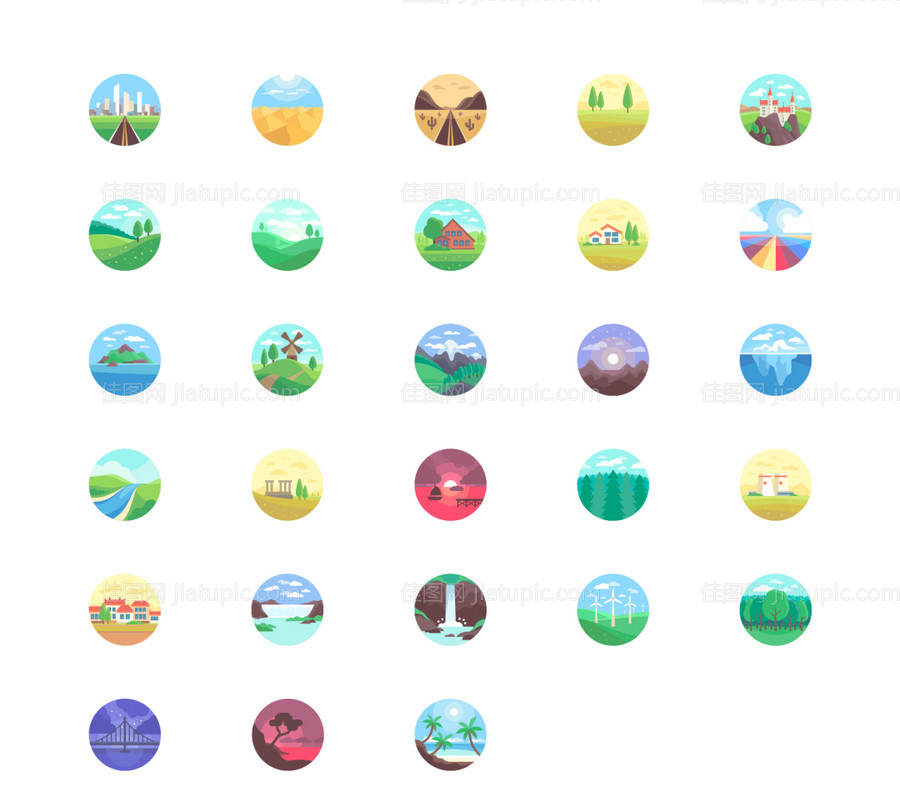 风景插画图标-源文件