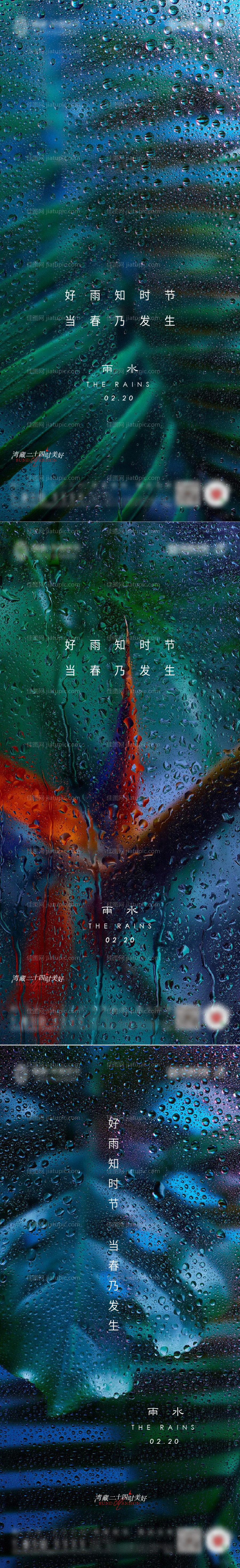 雨水节气海报-源文件