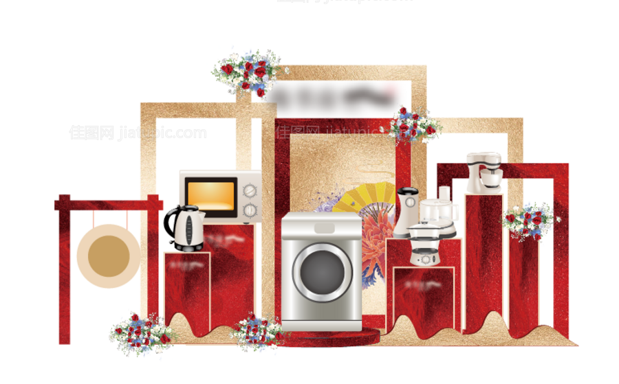 地产红金礼品堆头美陈-源文件